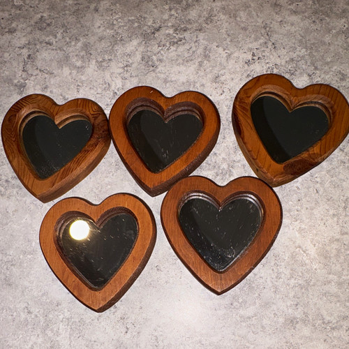 Set wood heart mirrors - of,